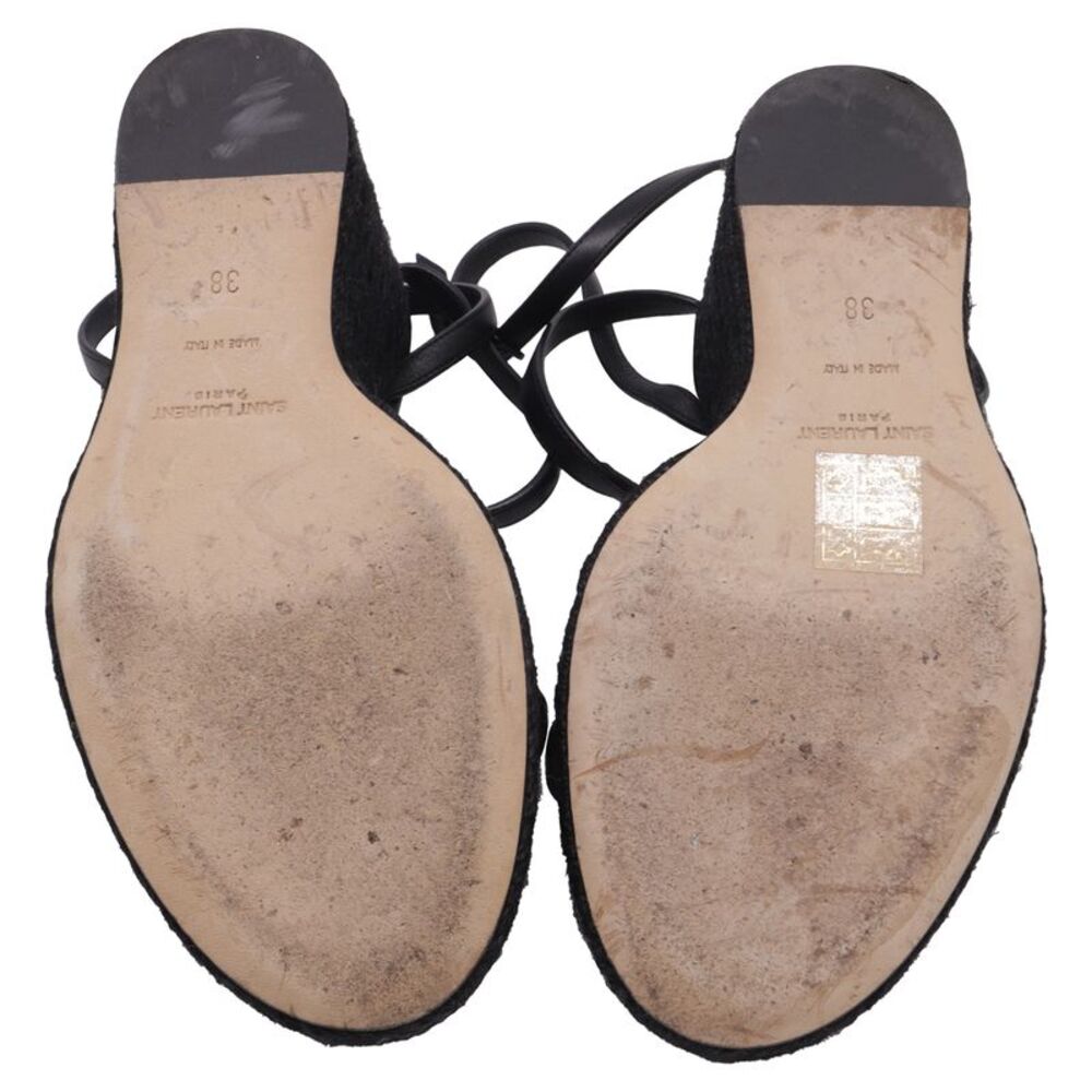 Saint Laurent Cassandra Espadrille 105 Wedges in Black Calfskin Leather - Picture 8 of 9